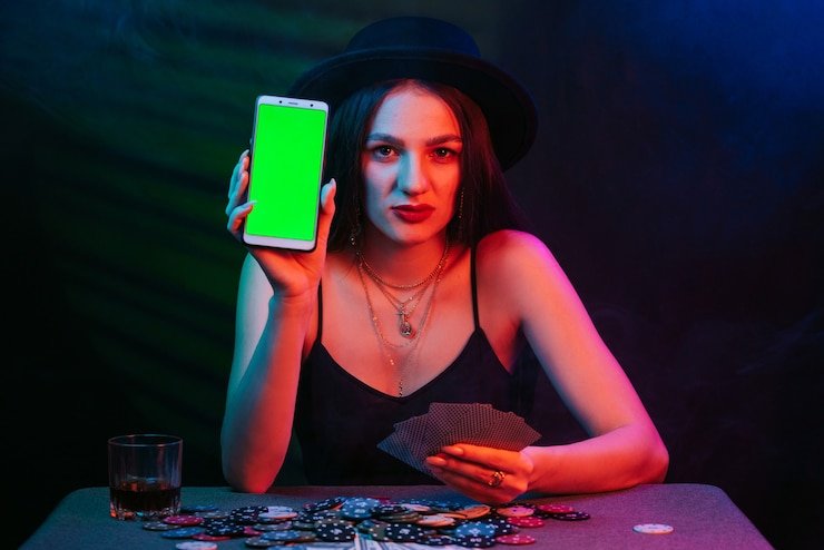 Meja hiburan langsung dengan aksen neon